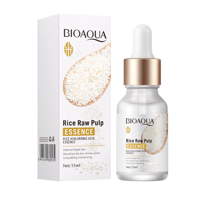Sérum anti-edad de arroz y ácido hialurónico que protege tu piel,rico en antioxidantes, ácidos grasos omega-3 y micronutrientes.