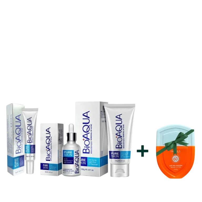 Kit limpieza pure skin da una regulación eficaz, la secreción de aceite facial equilibrada. Reduce los poros abiertos, mejorar la elasticidad de la piel. Mantiene la cara limpia y fresca. Elimina el acné, marcas de acné y repara los daños en la piel. Kit limpieza pure skin repara cicatrices, dejando la piel suave y delicada.  Crema 30 gr, Suero 30 ml, Limpiador 100 gr